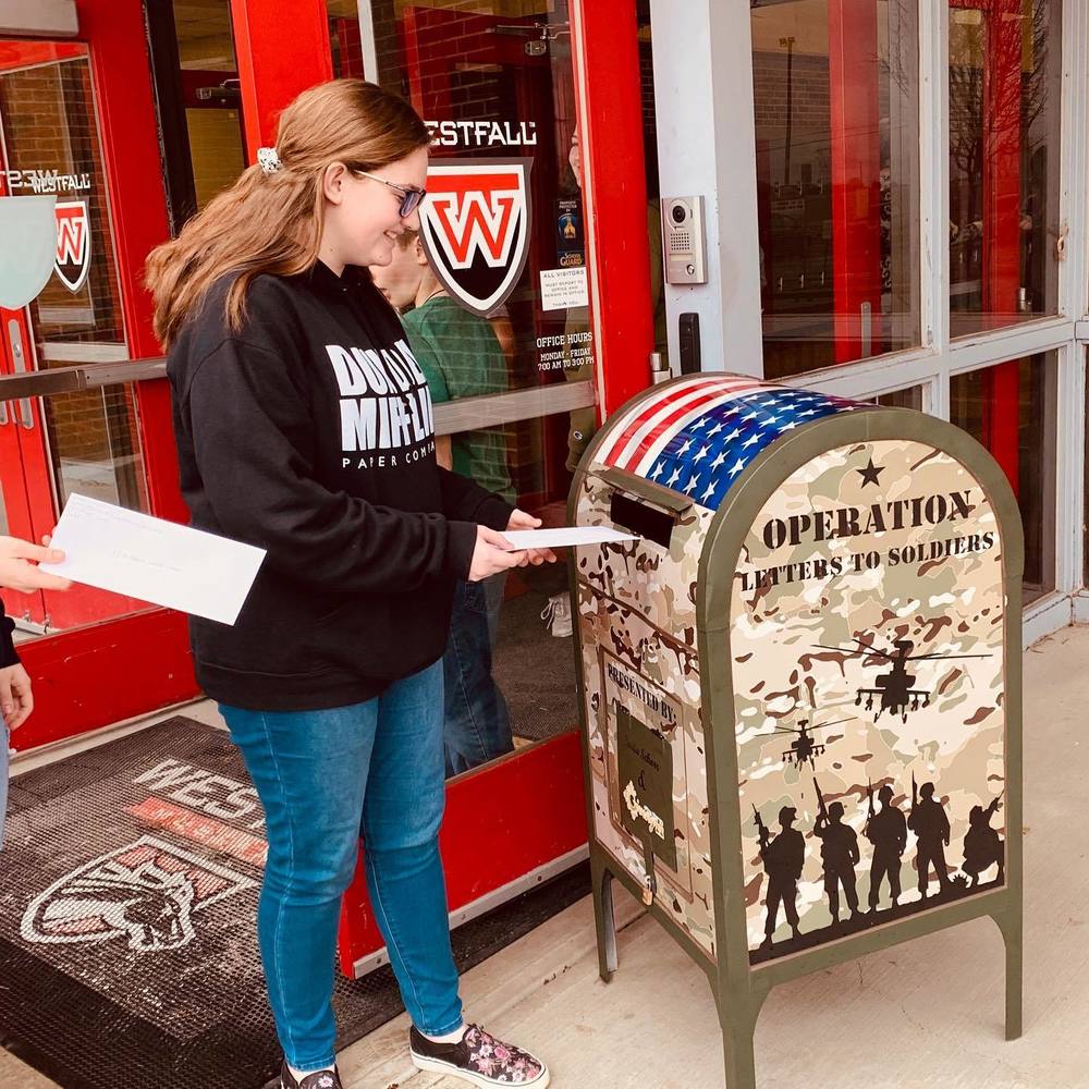 Student mailing military letter