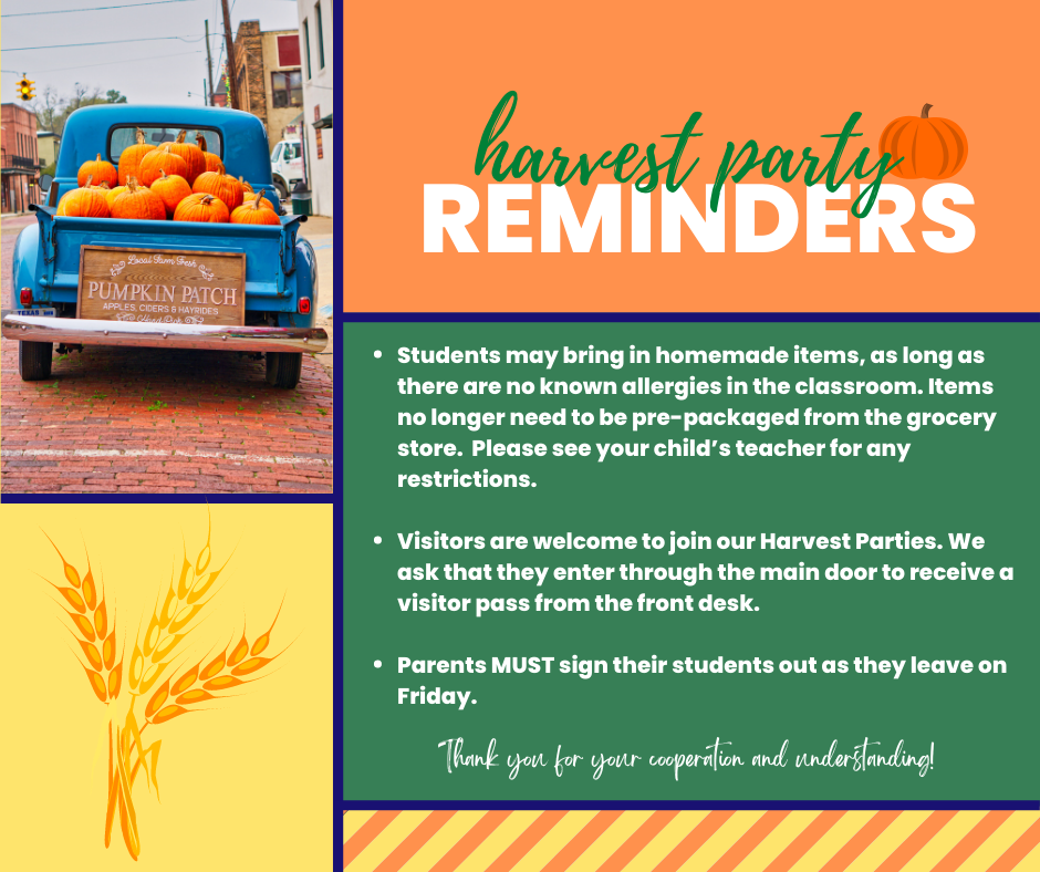 Harvest Party Reminders